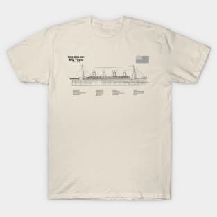 RMS Titanic ship plans. White Star Ocean Liner - SDpng T-Shirt